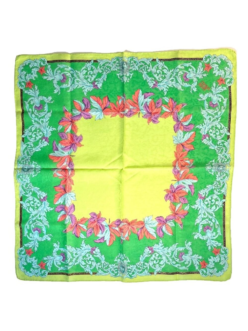 Vintage Versace Cotton Scarf Medusa-inspired Floral Design